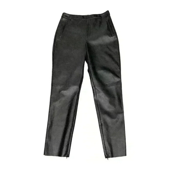 Lulus Keep Your Stride Black Vegan Leather Trouser Leggings Ankle Length SIZE-M - Picture 6 of 13
